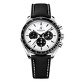Chronographe 42 – Cadran Blanc avec Accents Bleus | Boîtier Acier & Bracelet Tissu Bleu & Lunette Tachymètre
